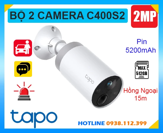 Bộ 2 Camera Tapo C400S2 Sử Dụng Pin, hệ thống 2 camera TAPO C400S2, TAPO C400S2, trọn bộ 2 camera TAPO C400S2, lắp đặt camera TAPO C400S2, bộ camera TAPO C400S2 giá rẻ, lắp đặt bộ 2 camera TAPO C400S2 chính hãng, C400S2,