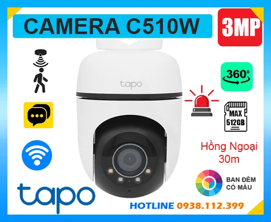 Camera Tapo C510W Không Dây Ngoài Trời (3MP), camera quan sát Tapo C510W, camera Tapo C510W giá rẻ, lắp đặt camera Tapo C510W, lắp camera Tapo C510W giá rẻ, camera Tapo C510W chính hãng, Tapo C510W, C510W, camera quay xoay ngoài trời C510W, camera ngoài trời Tapo C510W,