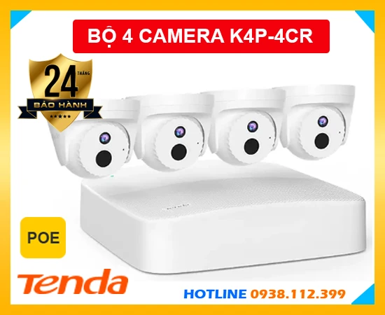 Bộ 4 Camera Ghi Âm POE Tenda K4P-4CR, lắp đặt bộ camera Tenda K4P-4CR, bộ camera Tenda K4P-4CR, bộ camera ghi âm Tenda K4P-4CR, lắp 4 camera Tenda K4P-4CR chính hãng, Tenda K4P-4CR, K4P-4CR, lắp bộ 4 camera ghi âm K4P-4CR, 
