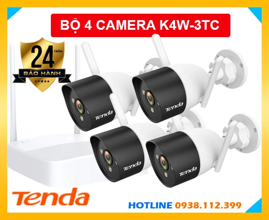 Bộ 4 Camera Không Dây Tenda K4W-3TC, bộ camera Tenda K4W-3TC giá rẻ, lắp đặt bộ camera Tenda K4W-3TC, lắp bộ camera Tenda K4W-3TC giá rẻ, Tenda K4W-3TC, K4W-3TC, trọn bộ camera Tenda K4W-3TC chính hãng, 