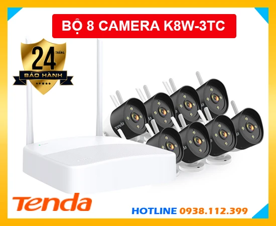 Bộ 8 Camera Không Dây Tenda K8W-3TC, lắp đặt bộ camera Tenda K8W-3TC, Tenda K8W-3TC, K8W-3TC, lắp bộ 8 camera Tenda K8W-3TC giá rẻ, bộ kit camera Tenda K8W-3TC giá rẻ, bộ camera wifi Tenda K8W-3TC chính hãng,