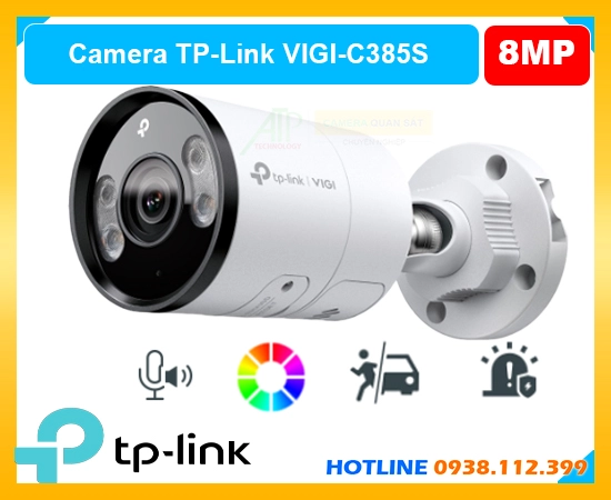 Đèn dùng năng lượng mặt trời Camera VIGI C385S 8MP ngoài trời, VIGI C385S 4K có mic, camera mini bullet VIGI C385S, VIGI C385S nhận diện người, camera IP67 VIGI C385S, VIGI C385S PoE, camera thông minh TP-Link C385S