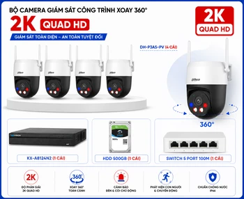Bộ camera giám sát công trình xoay 360 Dahua DH-P3AS-PV, camera giám sát công trình DH-P3AS-PV, trọn bộ camera công trình, bộ camera giám sát công trình giá rẻ, lắp đặt camera công trình trọn gói