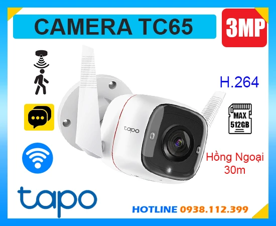 Camera Wifi Không Dây Tapo TC65 Ngoài Trời (3MP), camera không dây Tapo TC65, camera ngoài trời Tapo TC65, Tapo TC65, lắp đặt camera Tapo TC65, lắp camera Tapo TC65 giá rẻ, camera Tapo TC65 chính hãng, camera ip thân cố định Tapo TC65, camera Tapo TC65, TC65,