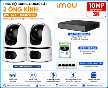 Trọn Bộ Camera Quan Sát 2 Ống Kính IPC-S2XP-10M0WED, camera 2 ống kính Imou, camera 2 ống kính Imou trong nhà, lắp camera 2 ống kính trọn bộ, bộ 2 camera ống kính Imou IPC-S2XP-10M0WED