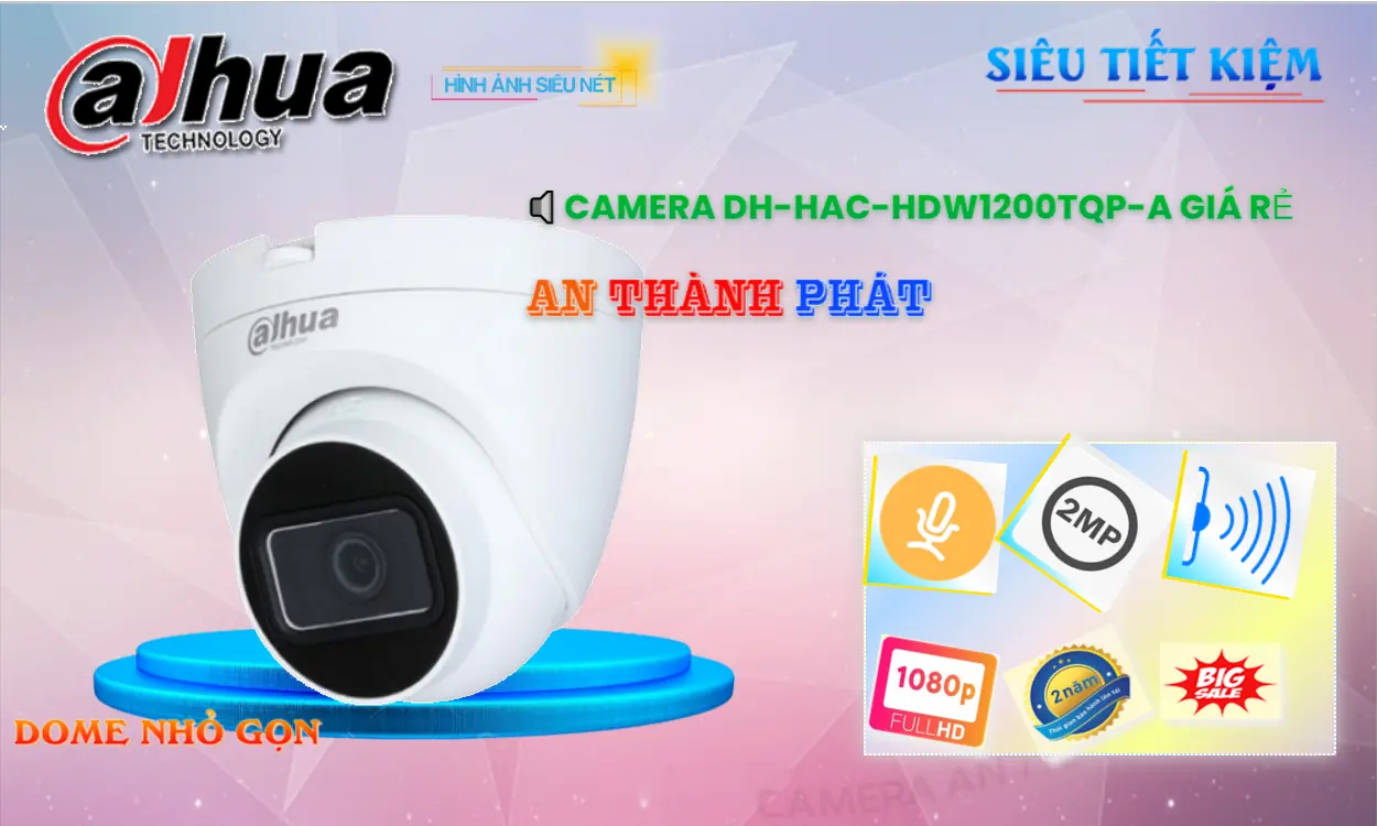 DH-HAC-HDW1200TQP-A Camera Dome Dahua Ghi Âm