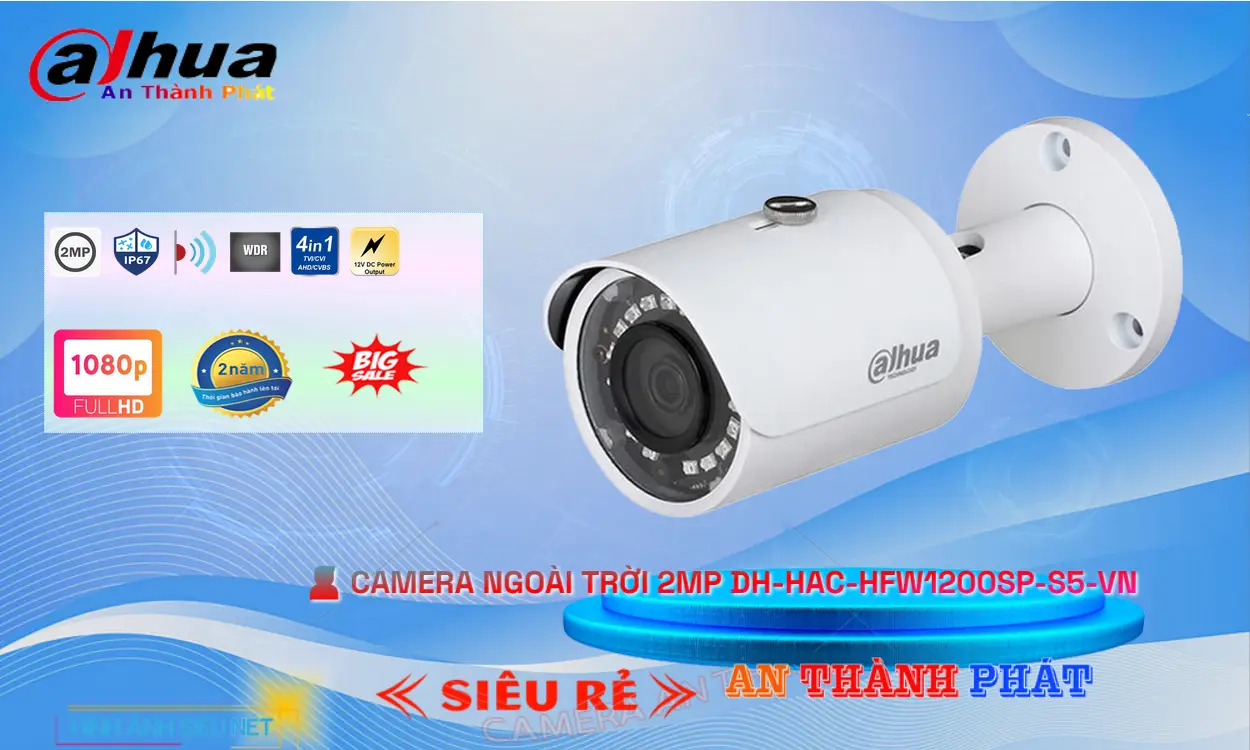 Camera Giá Rẻ Ngoài Trời DH-HAC-HFW1200SP-S5-VN