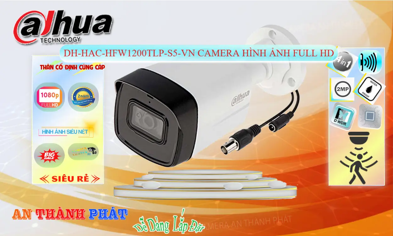 Camera Ngoài Trời Giá Rẻ DH-HAC-HFW1200TLP-S5-VN