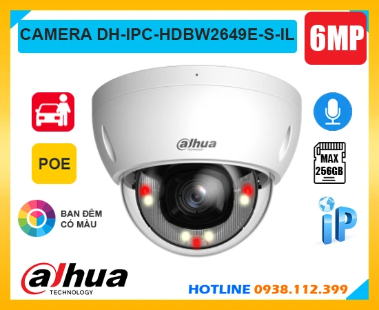 Camera Ghi Âm DH-IPC-HDBW2649E-S-IL Dahua (6MP), camera quan sát DH-IPC-HDBW2649E-S-IL, camera dahua DH-IPC-HDBW2649E-S-IL, DH-IPC-HDBW2649E-S-IL, lắp đặt camera DH-IPC-HDBW2649E-S-IL, camera chính hãng DH-IPC-HDBW2649E-S-IL, lắp camera DH-IPC-HDBW2649E-S-IL giá rẻ, 