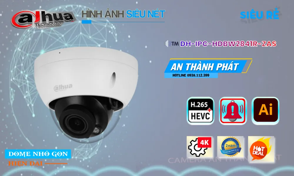 Camera Ip Dome 8MP DH-IPC-HDBW2841R-ZAS