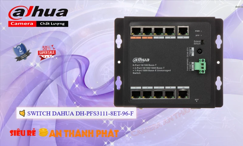 Switch Poe Dahua 8 Port DH-PFS3111-8ET-96-F