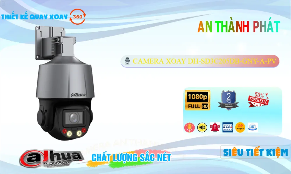 Camera Ip POE Xoay 360 DH-SD3C205DB-GNY-A-PV