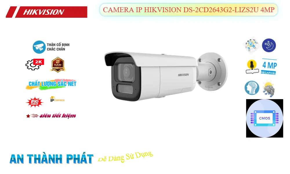 Camera IP HIKVISION DS-2CD2643G2-LIZS2U 4MP