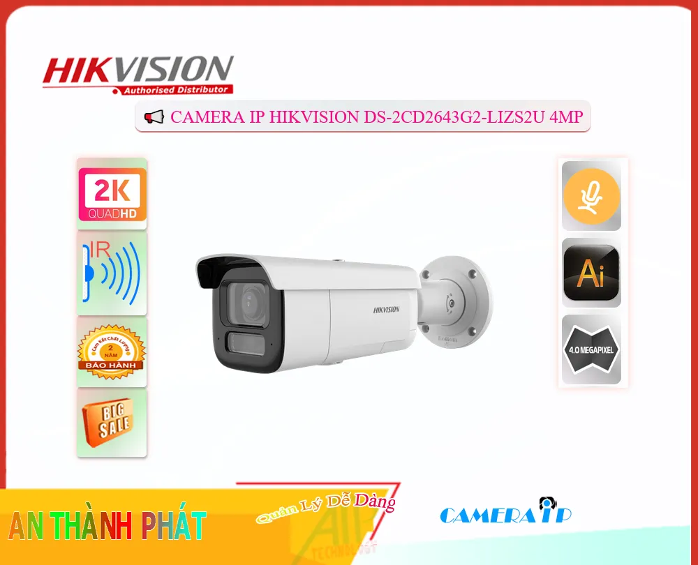 Camera IP HIKVISION DS-2CD2643G2-LIZS2U 4MP