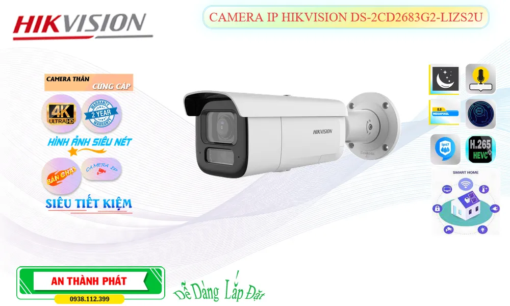 Camera IP PoE HIKVISION DS-2CD2683G2-LIZS2U 8MP Camera IP PoE HIKVISION DS-2CD2683G2-LIZS2U 8MP