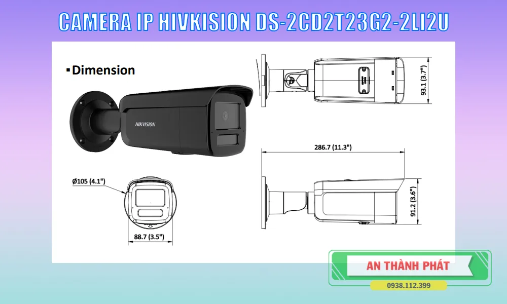 Camera IP HIKVISION DS-2CD2T23G2-2LI2U 2MP