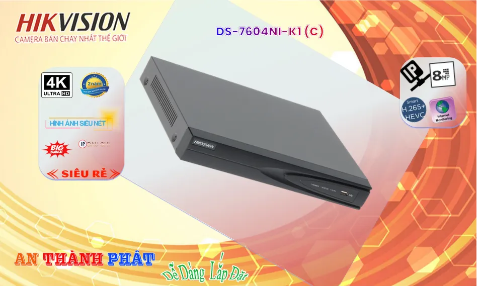 Đầu Ghi  Hikvision Thiết kế Đẹp DS-7604NI-K1 (C)