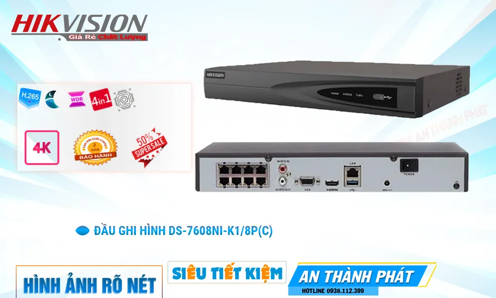 Đầu Ghi  Hikvision Giá rẻ DS-7608NI-K1(C)