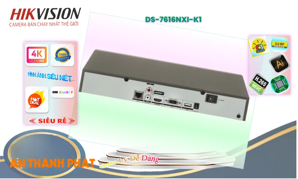 DS-7616NXI-K1  Hikvision Thiết kế Đẹp