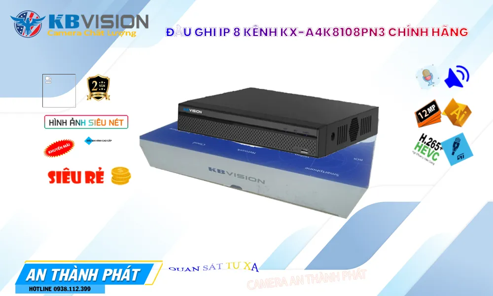 KX-A4K8108PN3 Đầu Ghi IP 8 Kênh POE