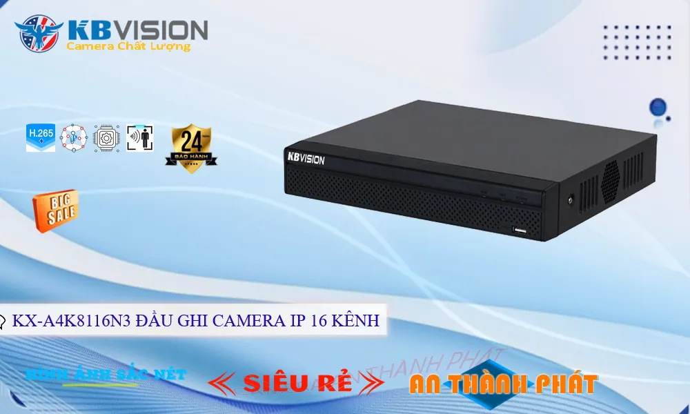 Đầu Ghi Camera KX-A4K8116N3 Hỗ Trợ 16 Kênh
