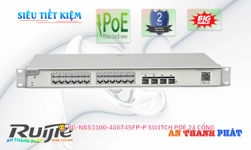 Switch Thiết bị nối mạng  RG-NBS5100-24GT4SFP-P Hãng Ruijie