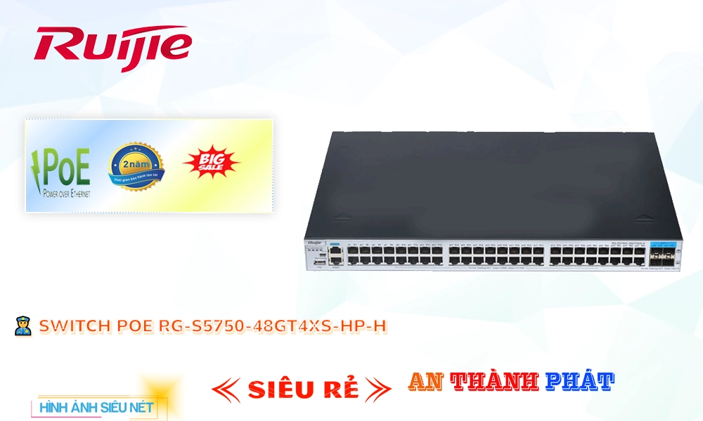 RG-S5750-48GT4XS-HP-H  Switch chuyển đổi mạng  Hãng Ruijie