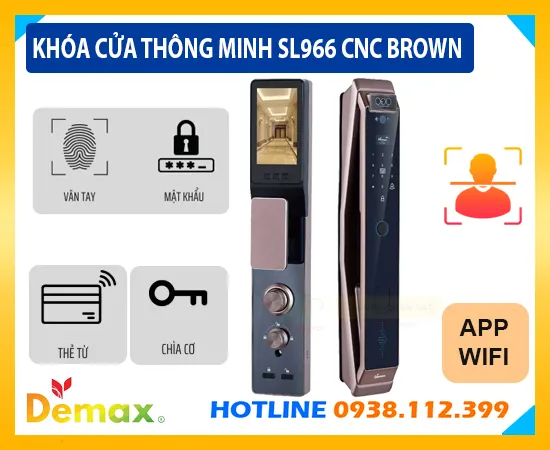 Khóa Cửa Nhận Diện Khuôn Mặt Demax SL966 CNC BROWN