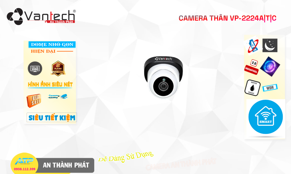 Camera VP-2224A|T|C VanTech Thiết kế Đẹp ✅