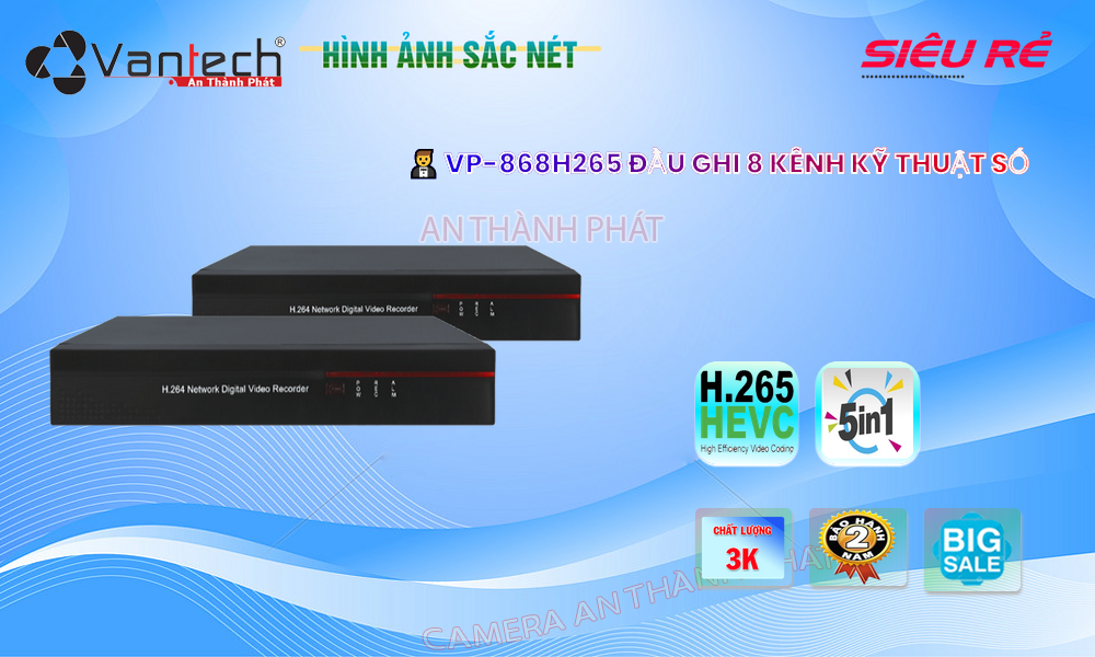 Đầu Ghi VanTech Giá rẻ VP-868H265 ✅