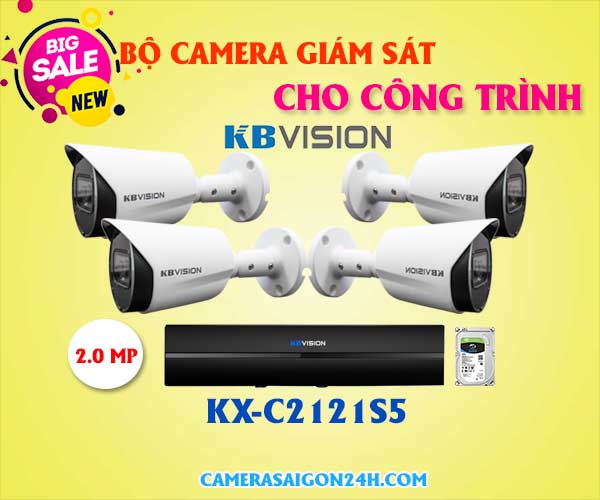 Lắp camera wifi giá rẻ bộ camera giám sát công trình, lắp camera giám sát công trình, camera kbvision KX-C2121S5, camera KX-C2121S5,KX-C2121S5