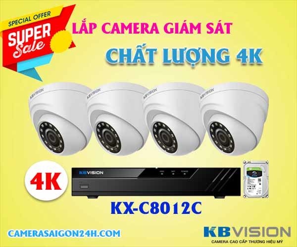 Lắp camera wifi giá rẻ lắp camera giám sát 4K Kbvision, camera giám sát 4K, camera kbvision KX-C8012C,camera KX-C8012C, camera 8.0MP