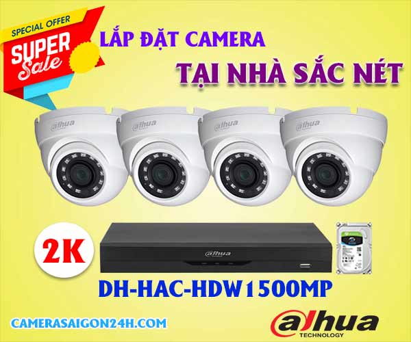 Lắp camera wifi giá rẻ Lắp đặt camera tại nhà sắc nét, lắp camera tại nhà , camera siêu nét 2k, camera dahua DH-HAC-HDW1500MP, DH-HAC-HDW1500MP