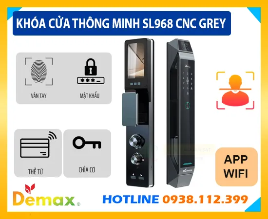 Khóa Cửa Đại Sảnh SL968 CNC GREY,SL968 CNC GREY,Demax SL968 CNC GREY,Khóa Cửa Thông Minh SL968 CNC GREY,Khóa Cửa SL968 CNC GREY,khóa vân vay SL968 CNC GREY,khóa cửa SL968 CNC GREY,khóa cửa Demax SL968 CNC GREY