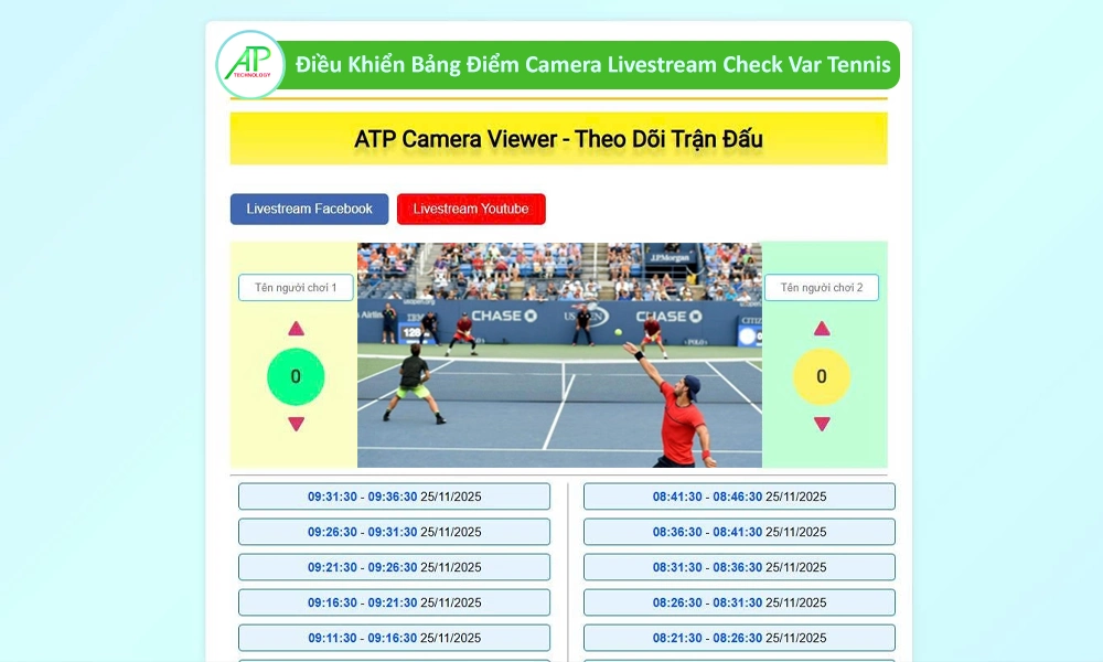 Bảng Điểm Camera Livestream Check Var Tennis