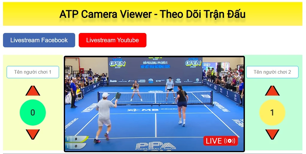 Bảng Điểm Camera Livestream Check Var Pickleball