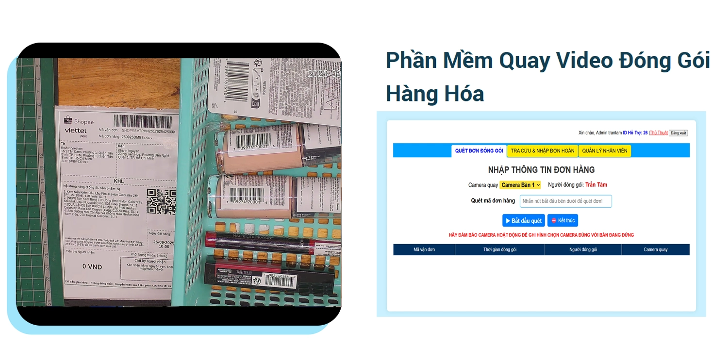 Camera Và Phần Mềm Quản Lý Đóng Gói Hàng Hóa