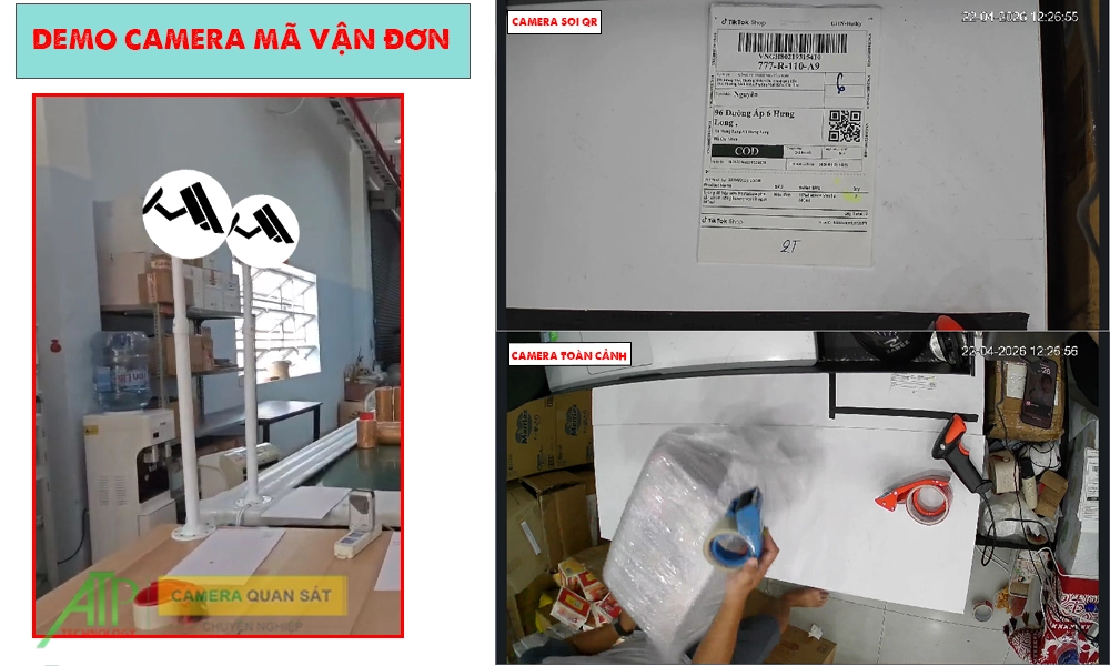 hình ảnh demo thực tế sản phẩm camera quay mã vận đơn 