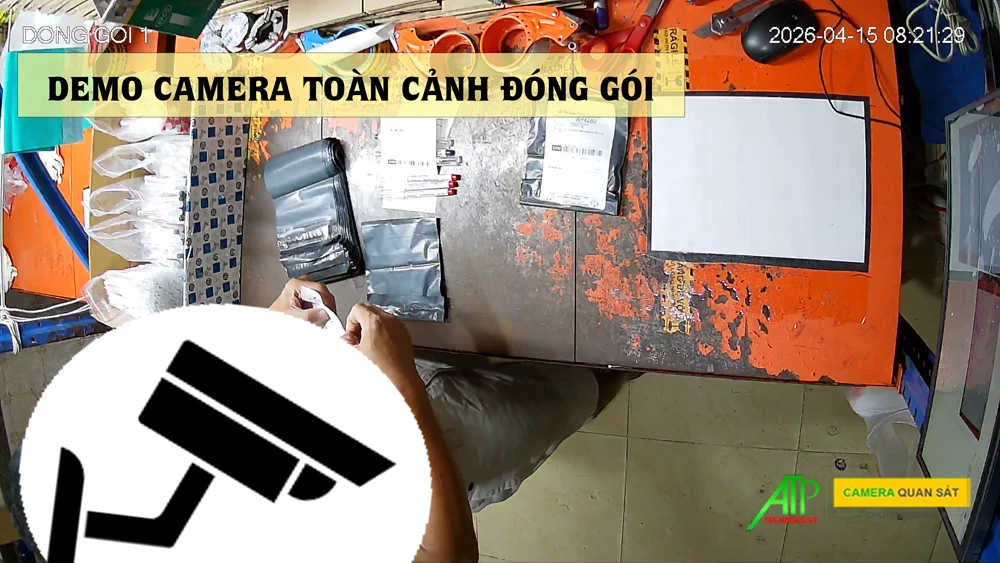 demo camera quan sát toàn cảnh khâu đóng gói 