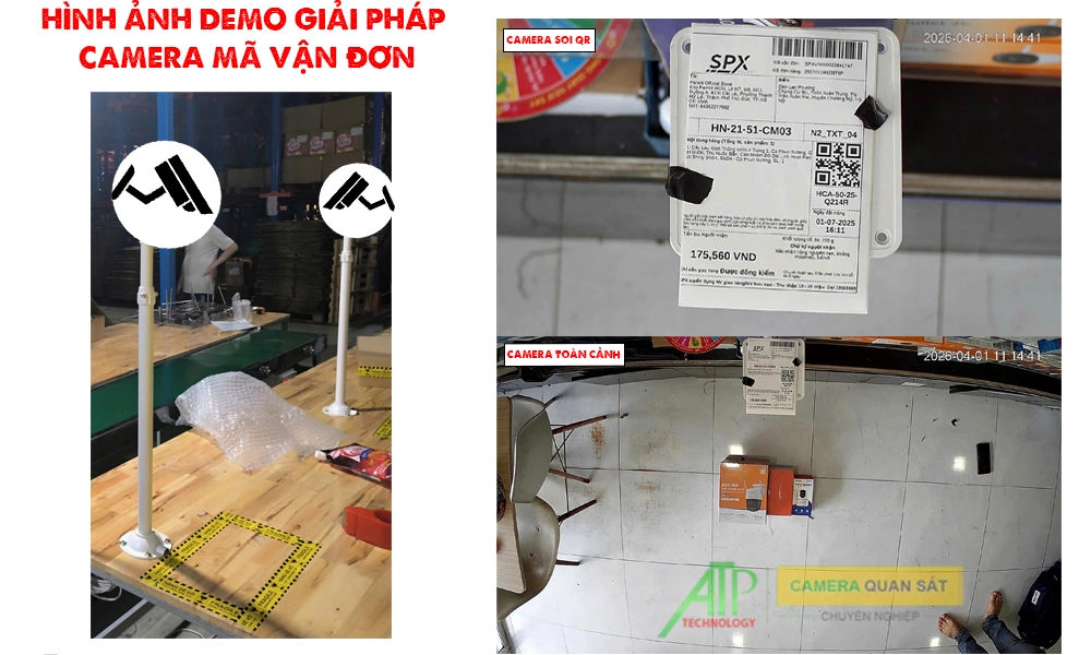 demo giải pháp lắp đặt camera quan sát mã vận đơn hình ảnh thực tế