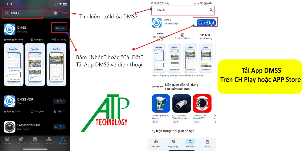 cài đặt app dmss trên điện thoại