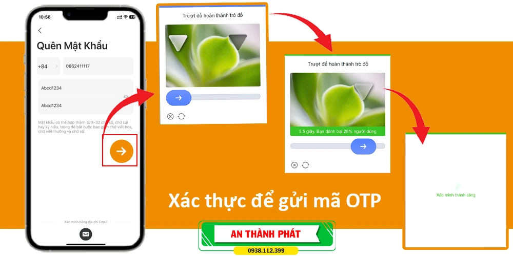xác thục để nhận mã otp
