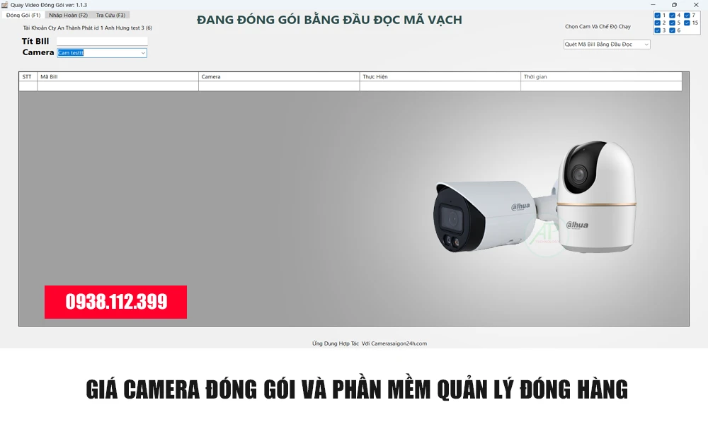 giá camera đóng gói soi mã vận đơn và phần mềm quản lý đơn hàng