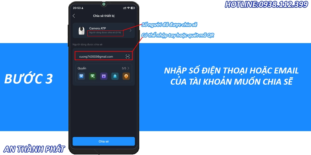 Nhập Tài Khoản Người Dùng Muốn Chia Sẻ
