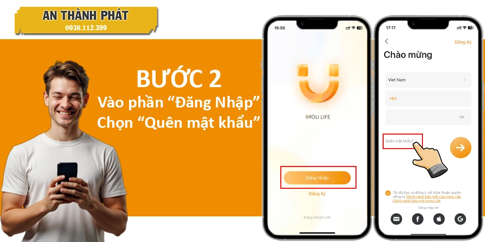 vào đăng nhập bấm quên mật khẩu 