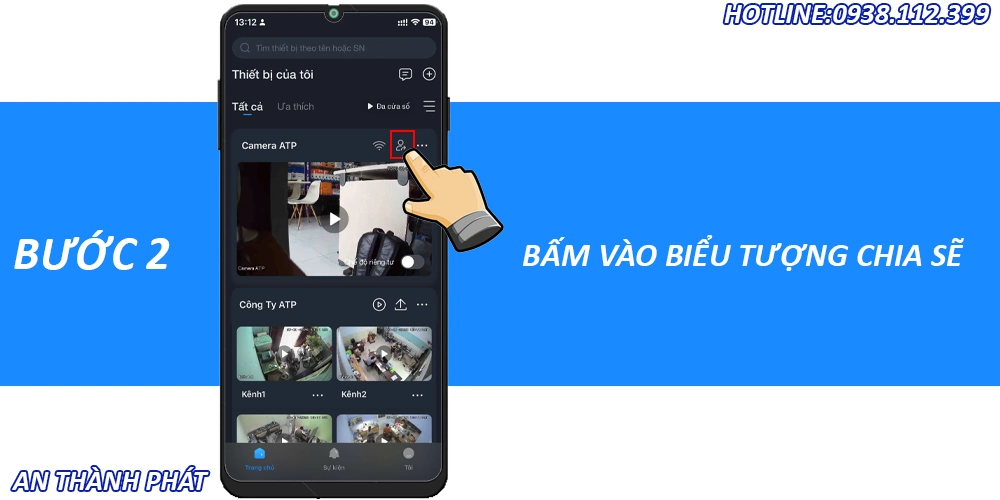 Nhấn Vào Biểu Tượng Chia Sẻ Ở Camera Dahua