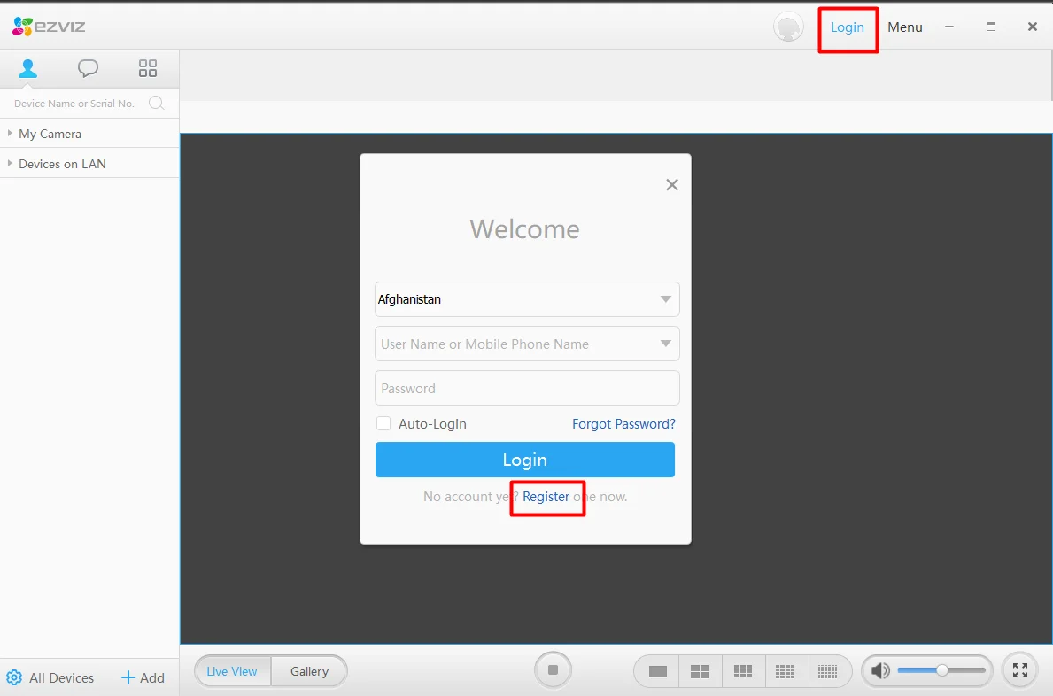 tạo tài khoản ezviz