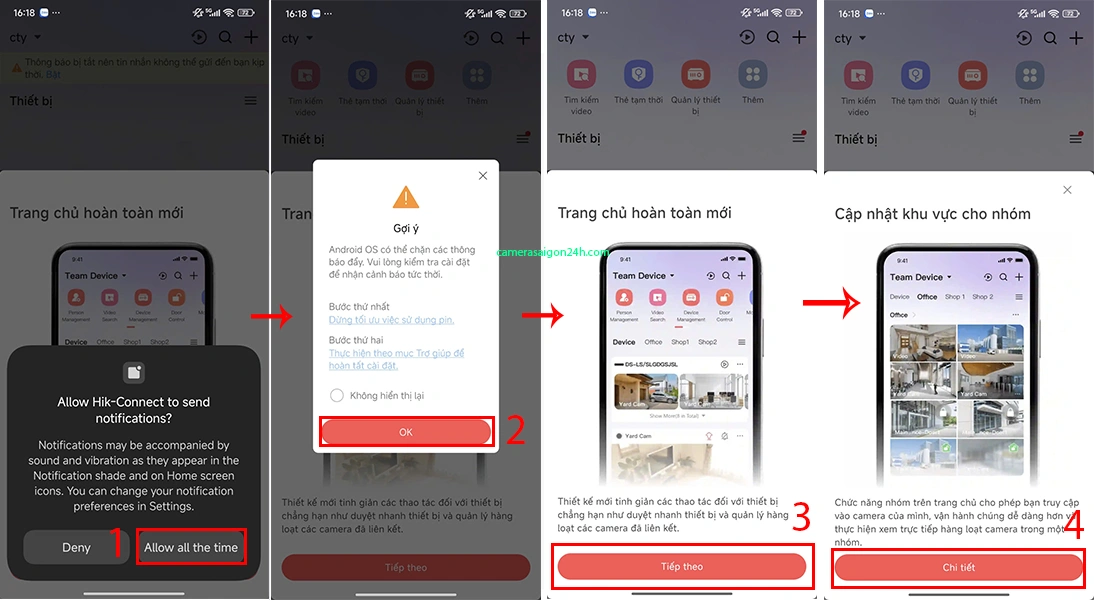 cấp quyền cho hikvision để sử dụng