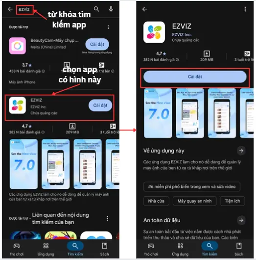 Hướng dẫn cài đặt camera ezviz xem trên điện thoại bước 1