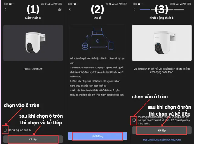 Khởi động camera ezviz
